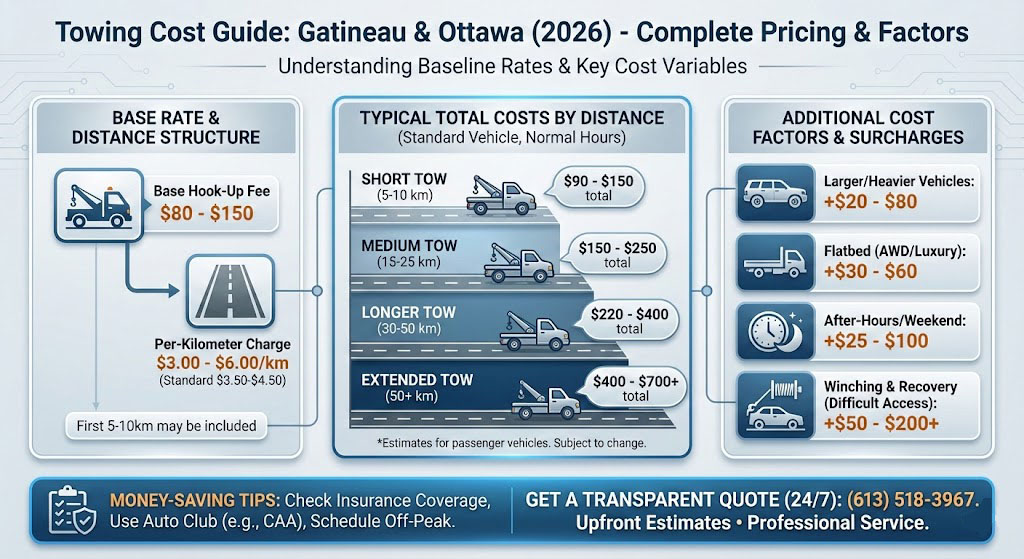 Towing Cost Gatineau & Ottawa 2026